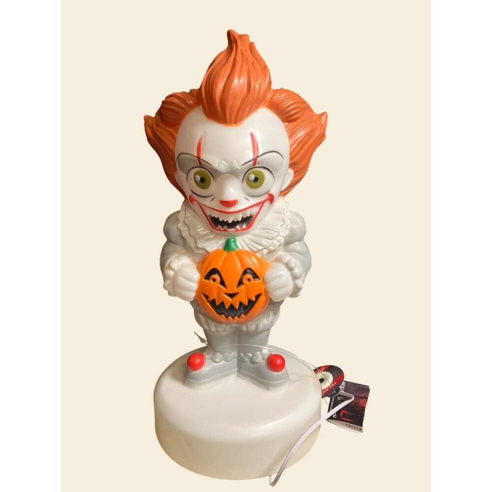 Pennywise IT Blow Mold 12" Halloween Lighted Decor Clown w/ Pumpkin